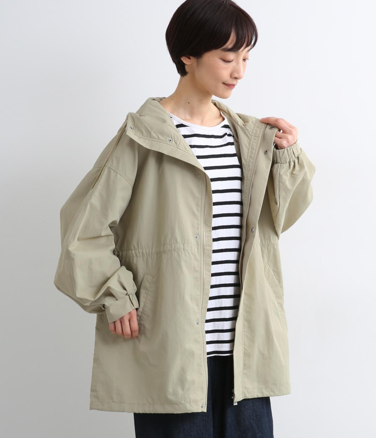 ナイロンミディ丈マンパ(カーキベージュ-F)