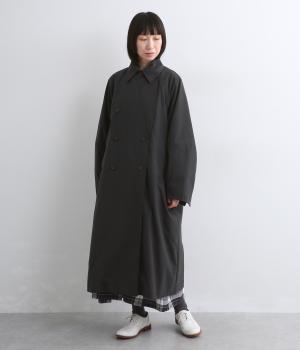 ストレッチポリエステルロングコート(チャコール-F)