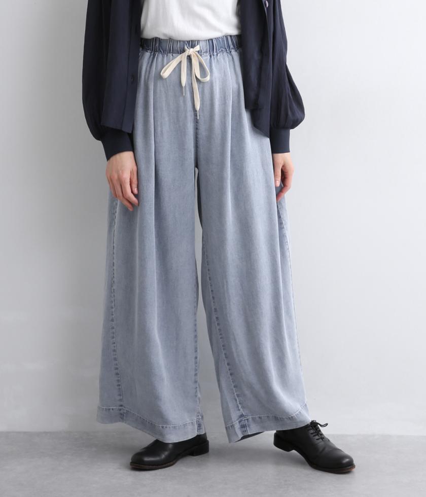 4.5ozテンセルデニム製品染めワイドパンツ