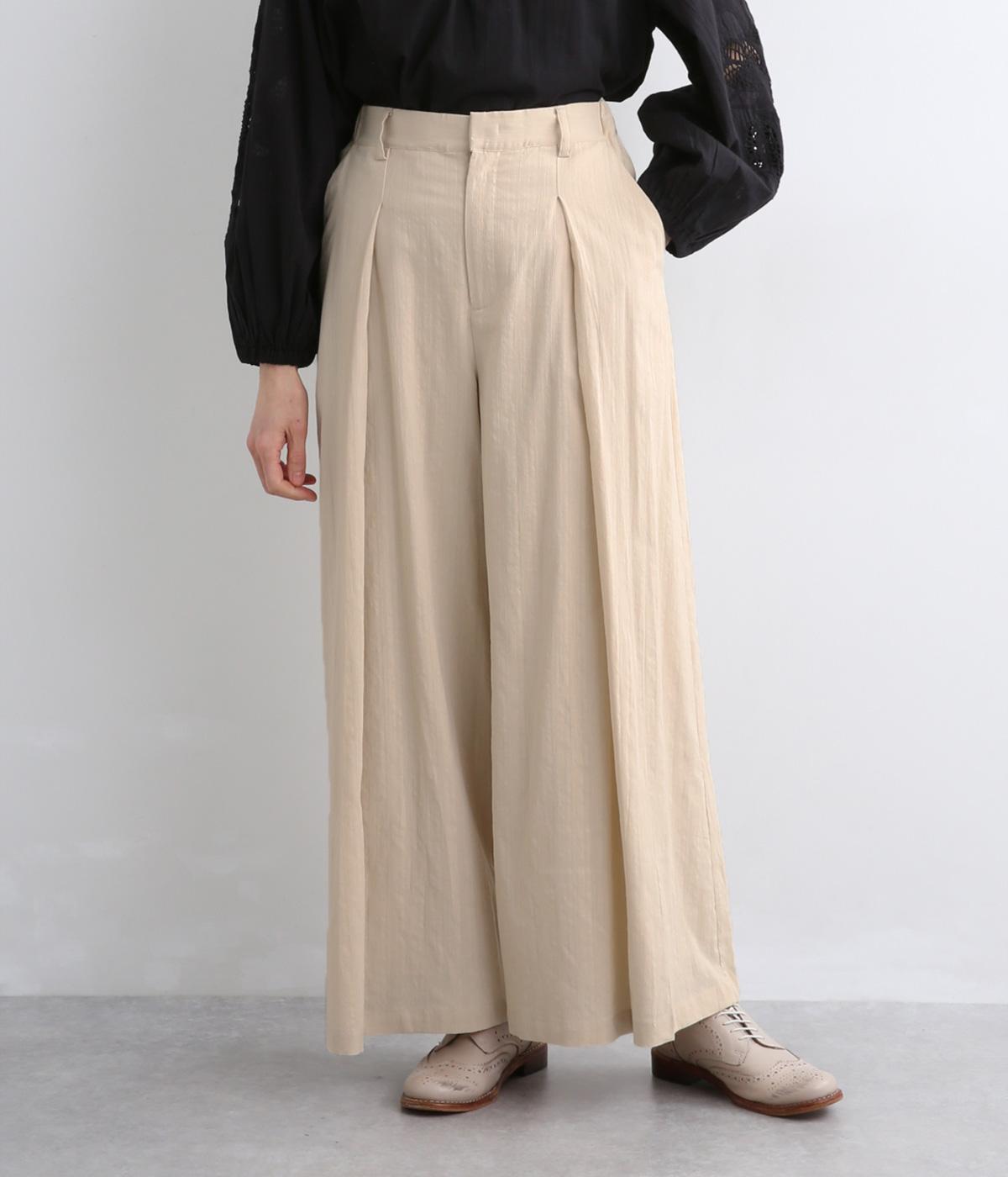 スプリングスラブ深タックパンツ(オフベージュ-F)