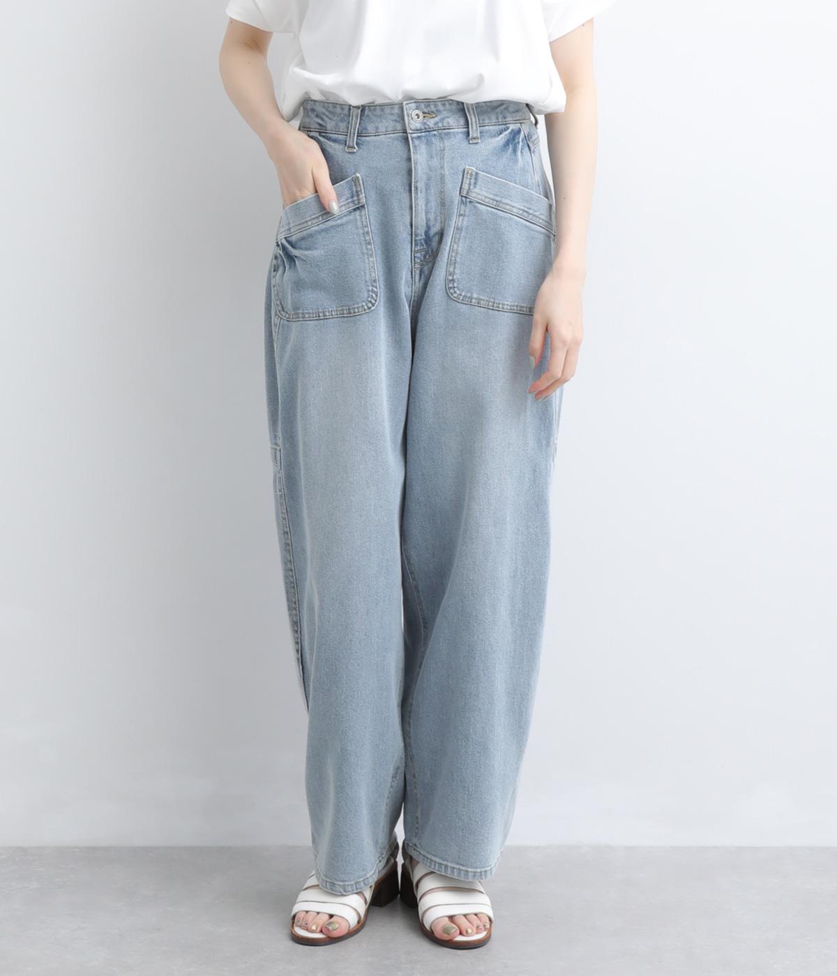 ストレッチデニム　ワークパンツ(ブリーチ-F)