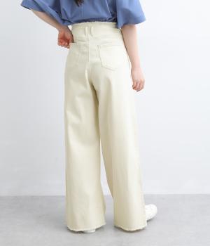 ストレッチデニム　ワイドパンツ(クリーム-F)