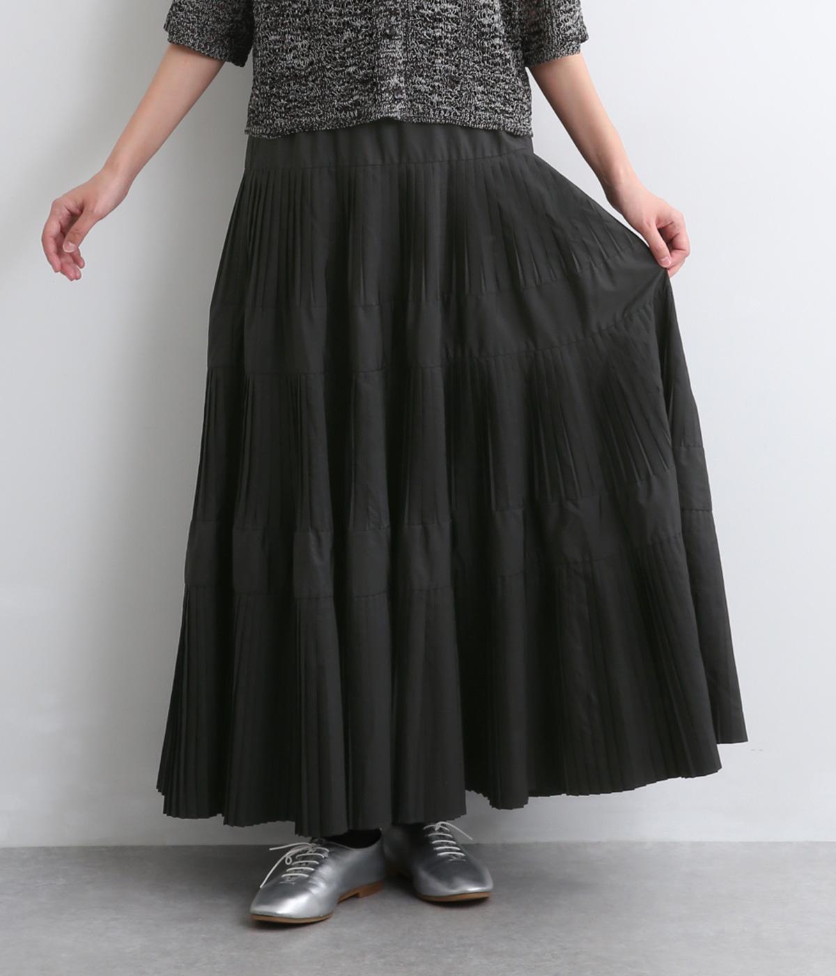 プリーツティアードスカート(ブラック-F)