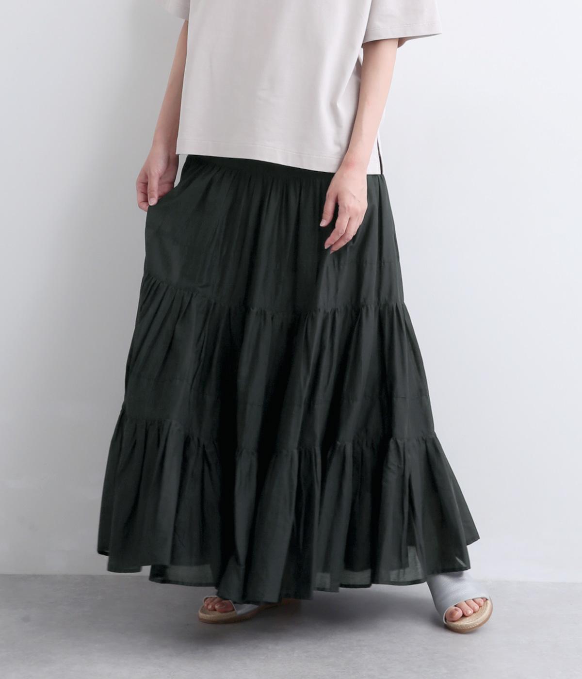 コットンボイルティアードスカート(ブラック-F)