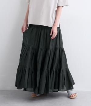 コットンボイルティアードスカート(ブラック-F)