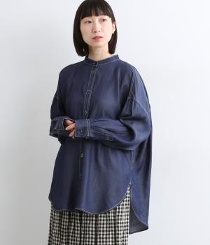 テンセルデニムバックギャザーシャツ