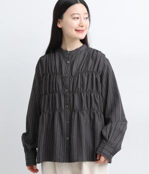 ストライプシャーリングシャツ(チャコール系-F)