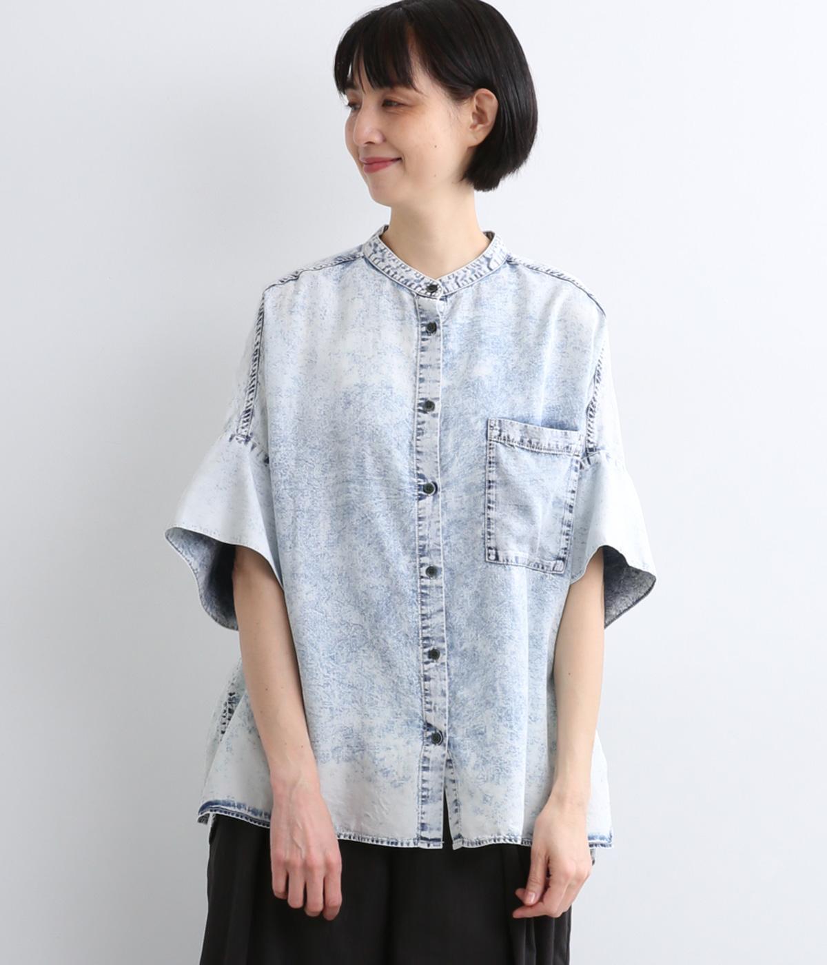4.5ozテンセルデニム製品染めオーバーシャツ(ホワイトブリーチ-F)