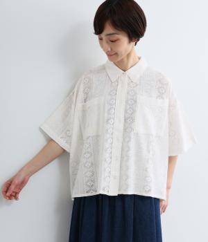 レース半袖シャツ(オフ-F)