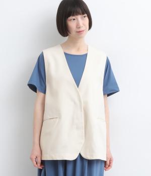 フレンチリネン　後ろスリットジレ(オフ-F)