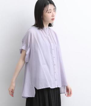 コットンボイル　刺繍切替ブラウス