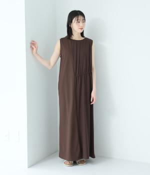 USAコットン×プレーティング天竺　異素材切替ワンピース