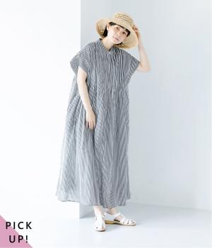 キャンブリックボイル前開きピンタックワンピース