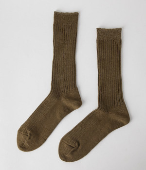 【Loiter】リネンリブソックス(コーヒー-ONESIZE)