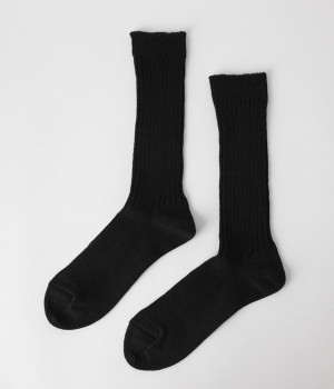 【Loiter】リネンリブソックス(ブラック-ONESIZE)