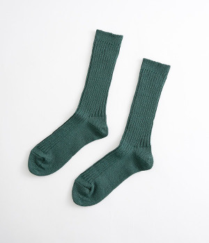 【Loiter】リネンリブソックス(グリーン-ONESIZE)