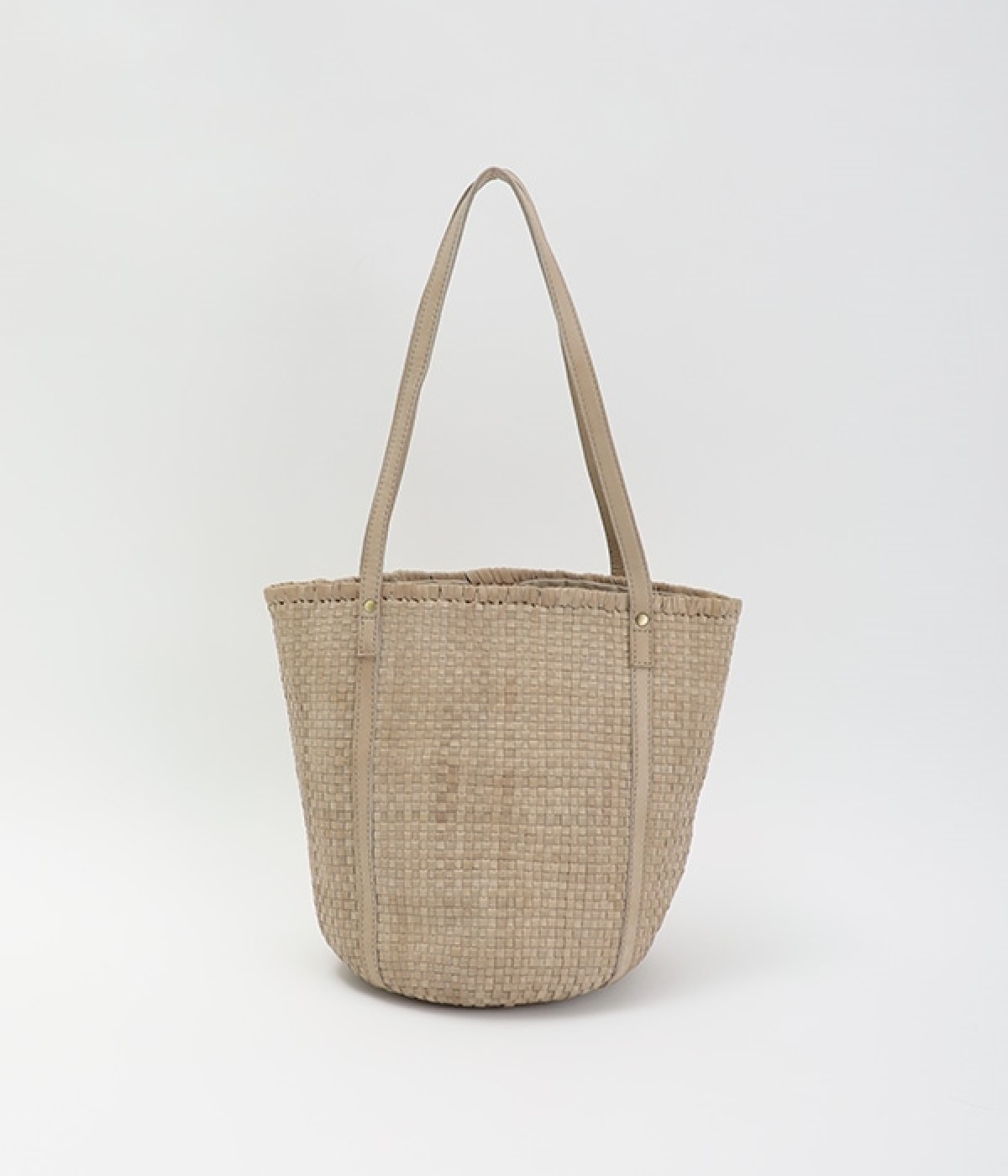 【Kyuca】メッシュラウンドトートバッグ(グレージュ-ONESIZE)