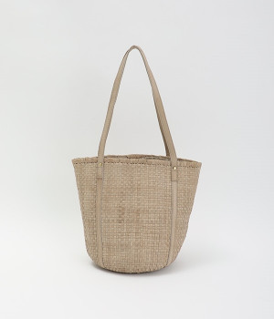 【Kyuca】メッシュラウンドトートバッグ(グレージュ-ONESIZE)