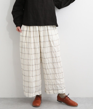 リネンチェック　パンツ(エクリュ-ONESIZE)