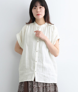 リネンナチュラルワッシャーシャツ(ホワイト-ONESIZE)