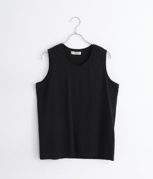 撚糸コットンタンクトップ(ブラック-ONESIZE)