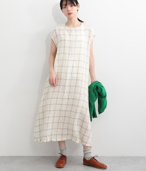 リネンチェック　ドレス(エクリュ-ONESIZE)