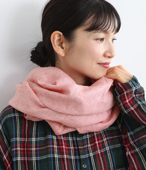 ピグメントカラーリネン　ストール(ピンク-ONESIZE)