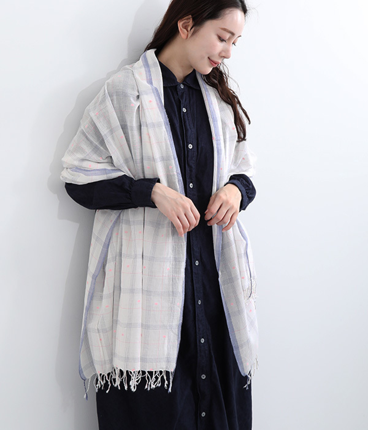 インディア ジャムダニストール(ホワイト-ONESIZE)