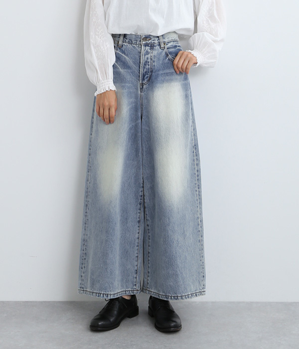 デニムワイドパンツ(ブリーチ-L)