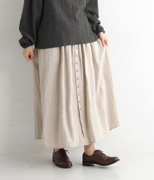 フレンチリネンスカート(ナチュラル-ONESIZE)