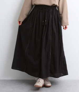 インディアンコットンスカート(ブラック-ONESIZE)