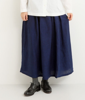 リネンスカート(インディゴダーク-ONESIZE)