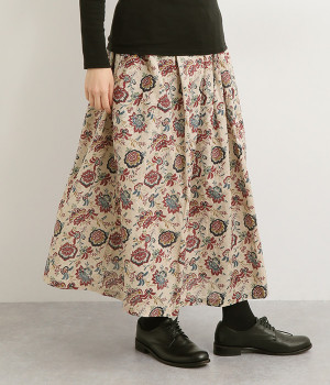 リネンフラワースカート(ナチュラル-ONESIZE)