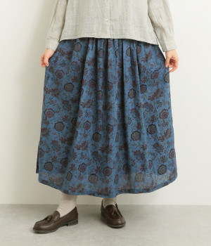 リネンフラワースカート(オーバーダイ-ONESIZE)