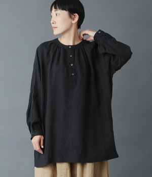 リネンキャンバスプルオーバー(ブラック-ONESIZE)