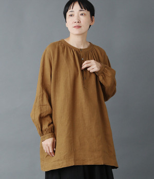 リネンキャンバスプルオーバー(キャメル-ONESIZE)