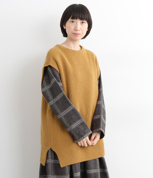 JAPAN RIDGE KNITTING ベスト(キャメル-ONESIZE)