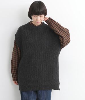 JAPAN RIDGE KNITTING ベスト(チャコール-ONESIZE)