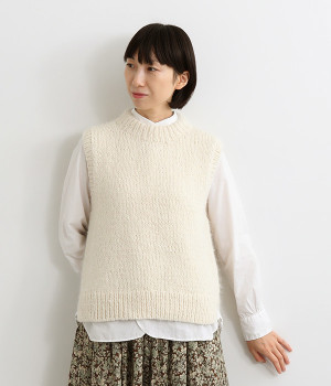 Suri ペルーハンドニット　ベスト(ホワイト-ONESIZE)