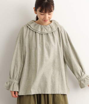 コットンヤクウール2WAYブラウス(グレー-ONESIZE)