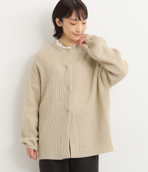 ジャパンリブニットカーディガン(ベージュ-ONESIZE)