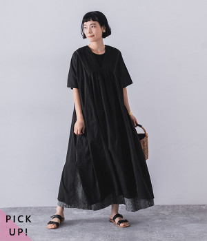 インディアンコットンワンピース(ブラック-ONESIZE)