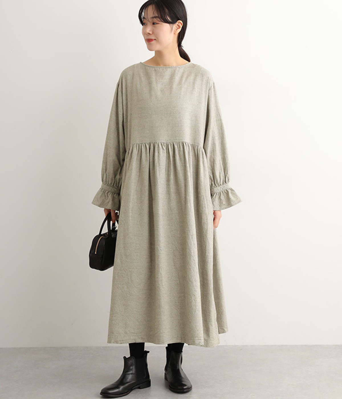 コットンヤクウールドレス(グレー-ONESIZE)