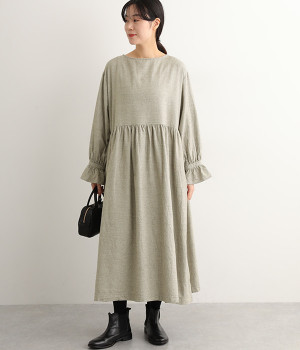 コットンヤクウールドレス(グレー-ONESIZE)