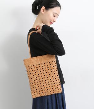 【Kyuca】フラットメッシュトートバッグ(ブラウン-F)