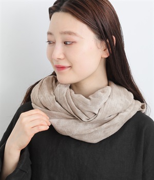 リネン手染めストール(グレージュ-ONESIZE)