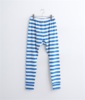 コットンボーダーレギンス(ホワイト×ブルー-ONESIZE)