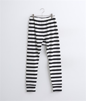 コットンボーダーレギンス(ホワイト×ブラック-ONESIZE)