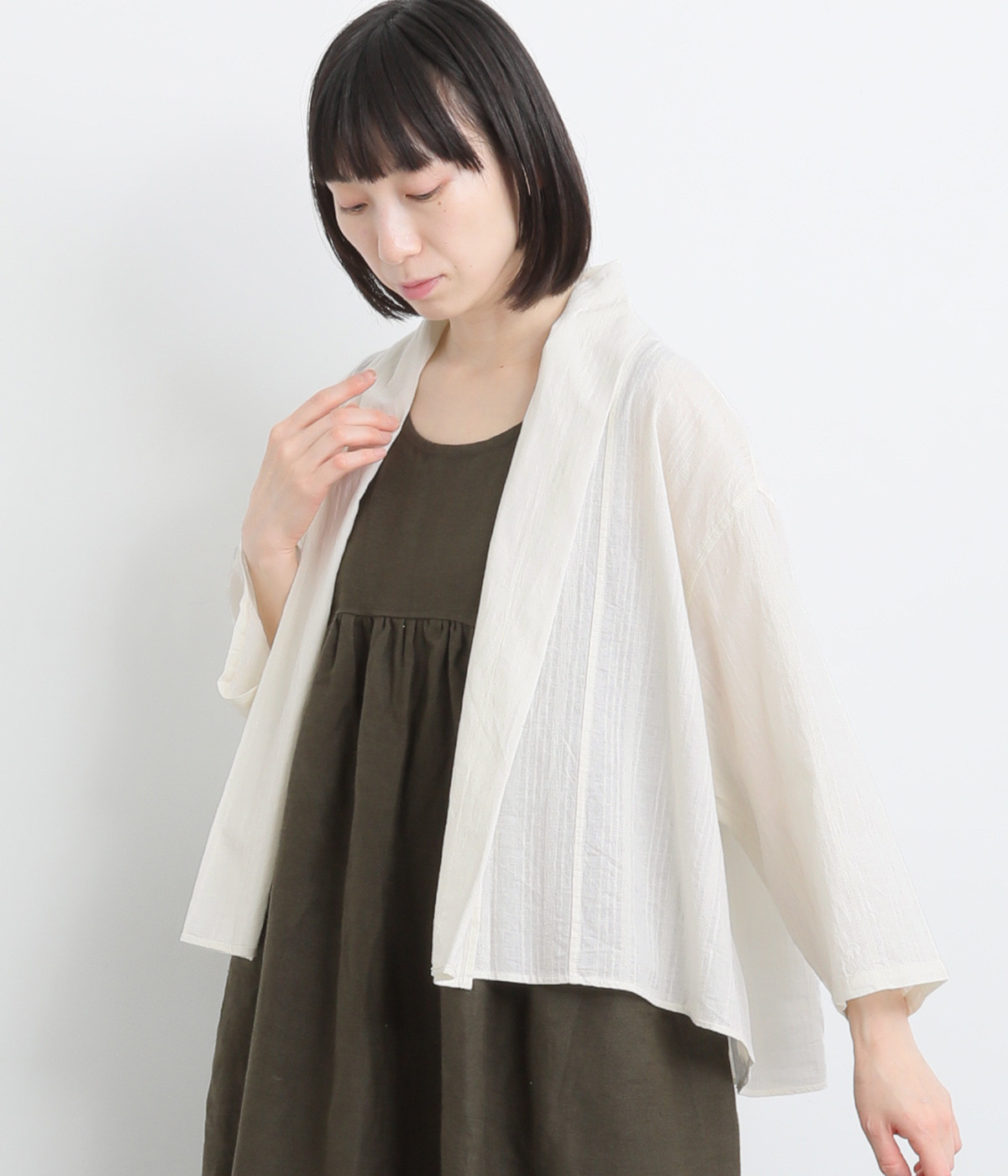 コットンリネンローブ(ナチュラル-ONESIZE)