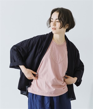 コットンリネンローブ(ブラック-ONESIZE)